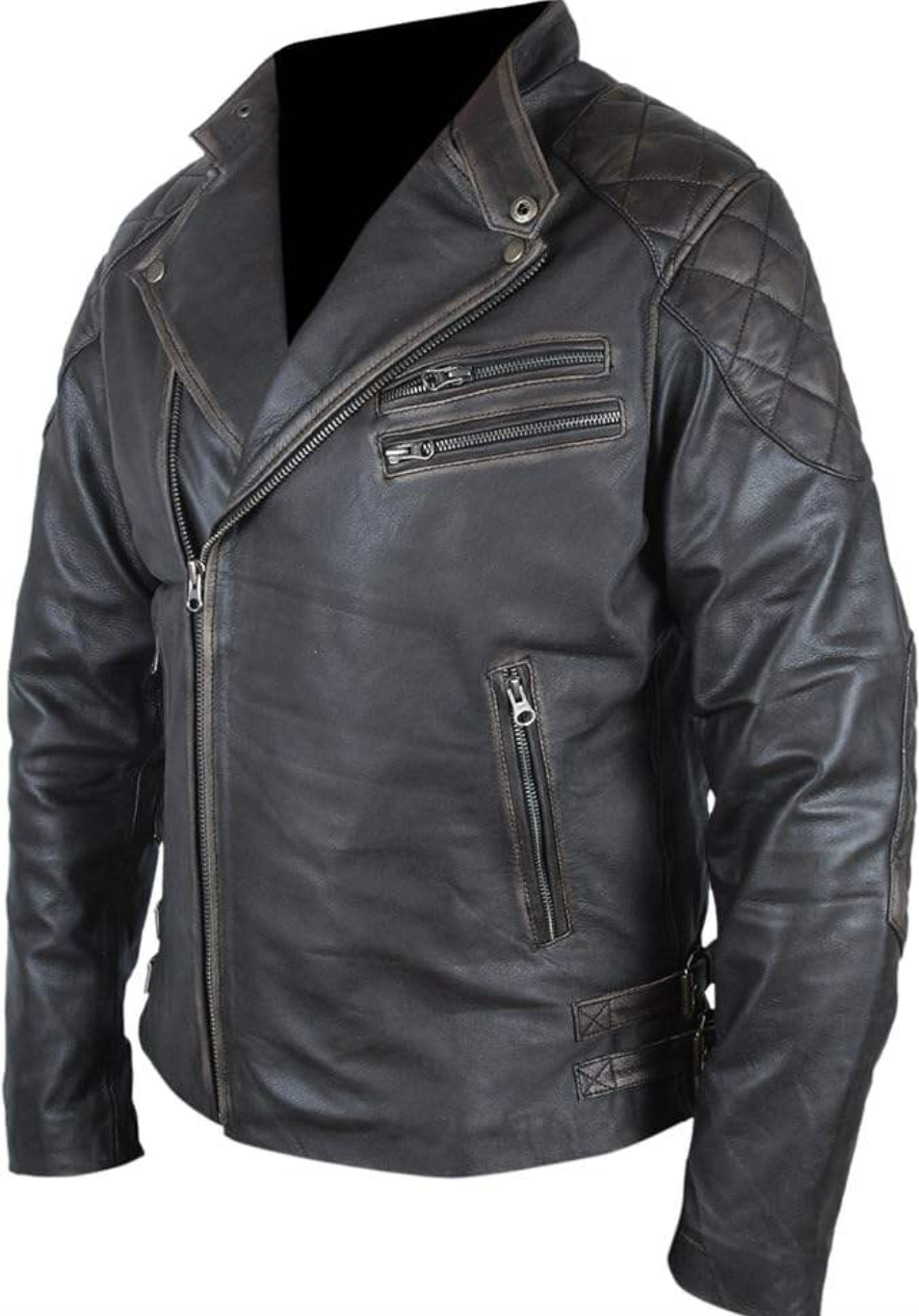 Men's Distressed Cowhide Skull Rider Jacket