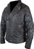 Men's Distressed Cowhide Skull Rider Jacket
