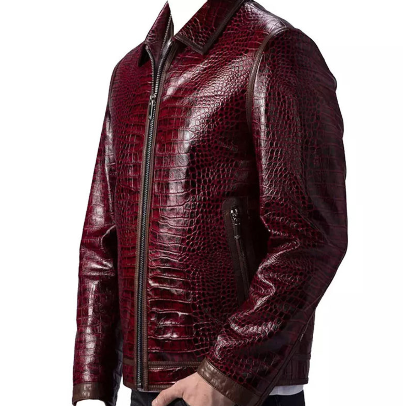 Men's Burgundy Leather Jacket