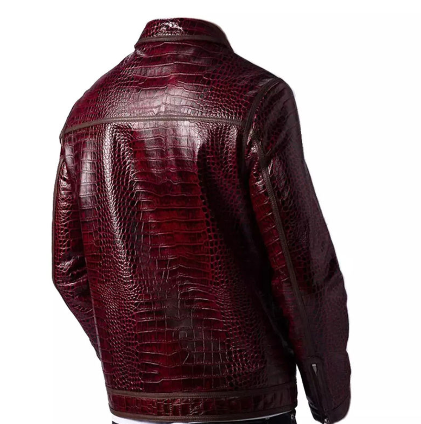 Men's Burgundy Leather Jacket