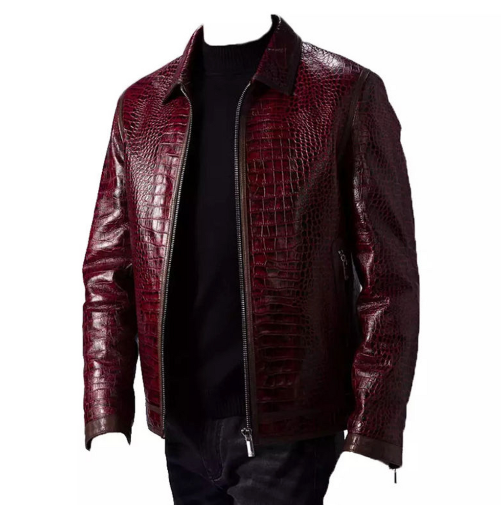 Men's Burgundy Leather Jacket