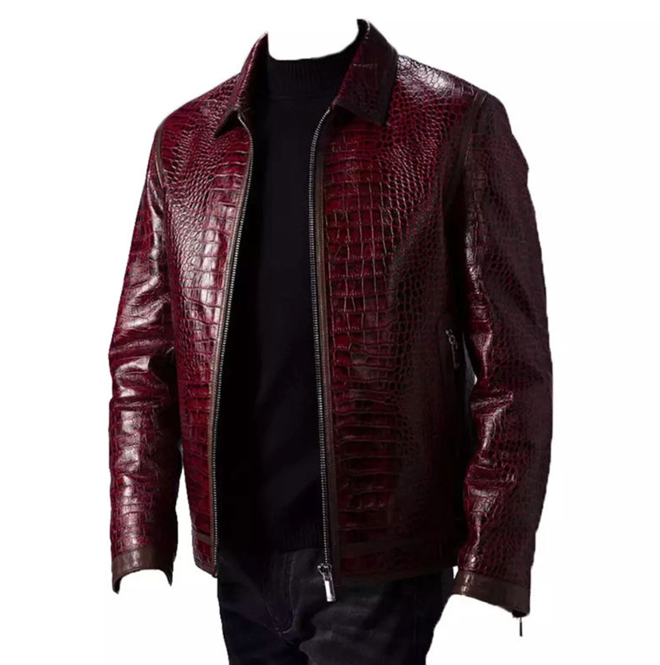 Men's Burgundy Leather Jacket