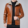 Men's Luxe Fur-Lapel PU Jacket